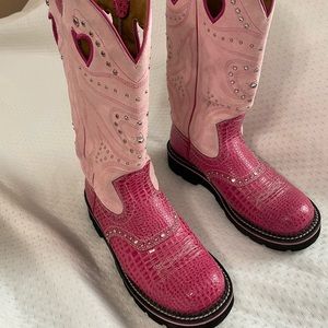 Ariat Fat Baby Gem Baby Pink Tall Buckaroo Heart Cutout Boots